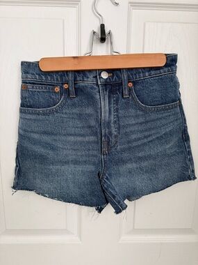 Madewell Dark Blue High-Rise Cutoff Denim Shorts